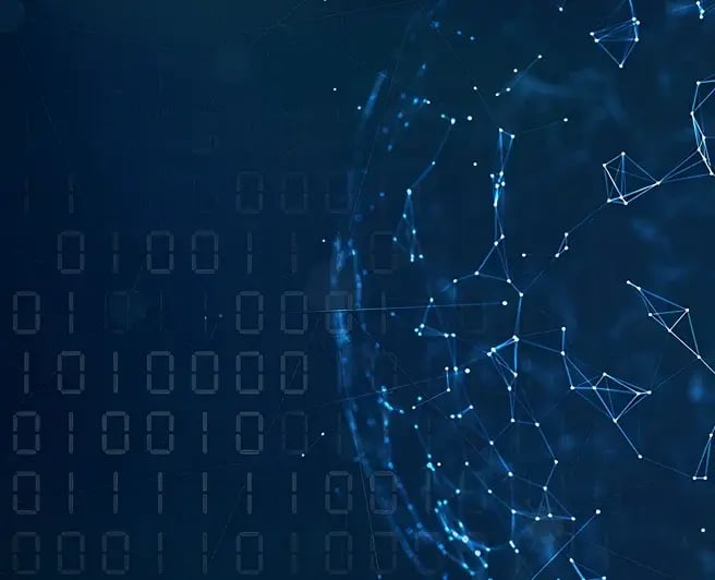 Global fintech data network concept represented by connected digital nodes.