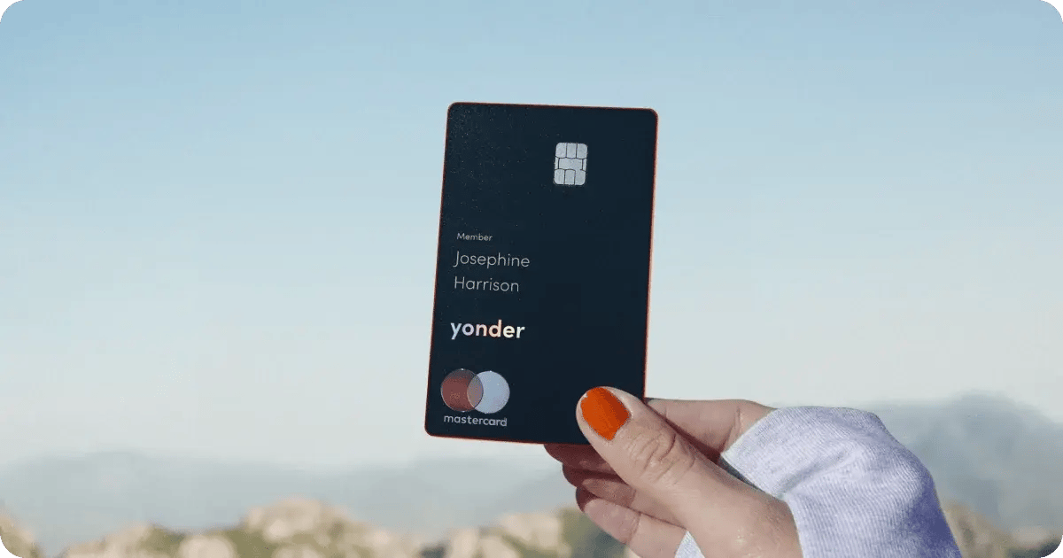 Yonder premium vertical credit card design featuring experience-led branding.